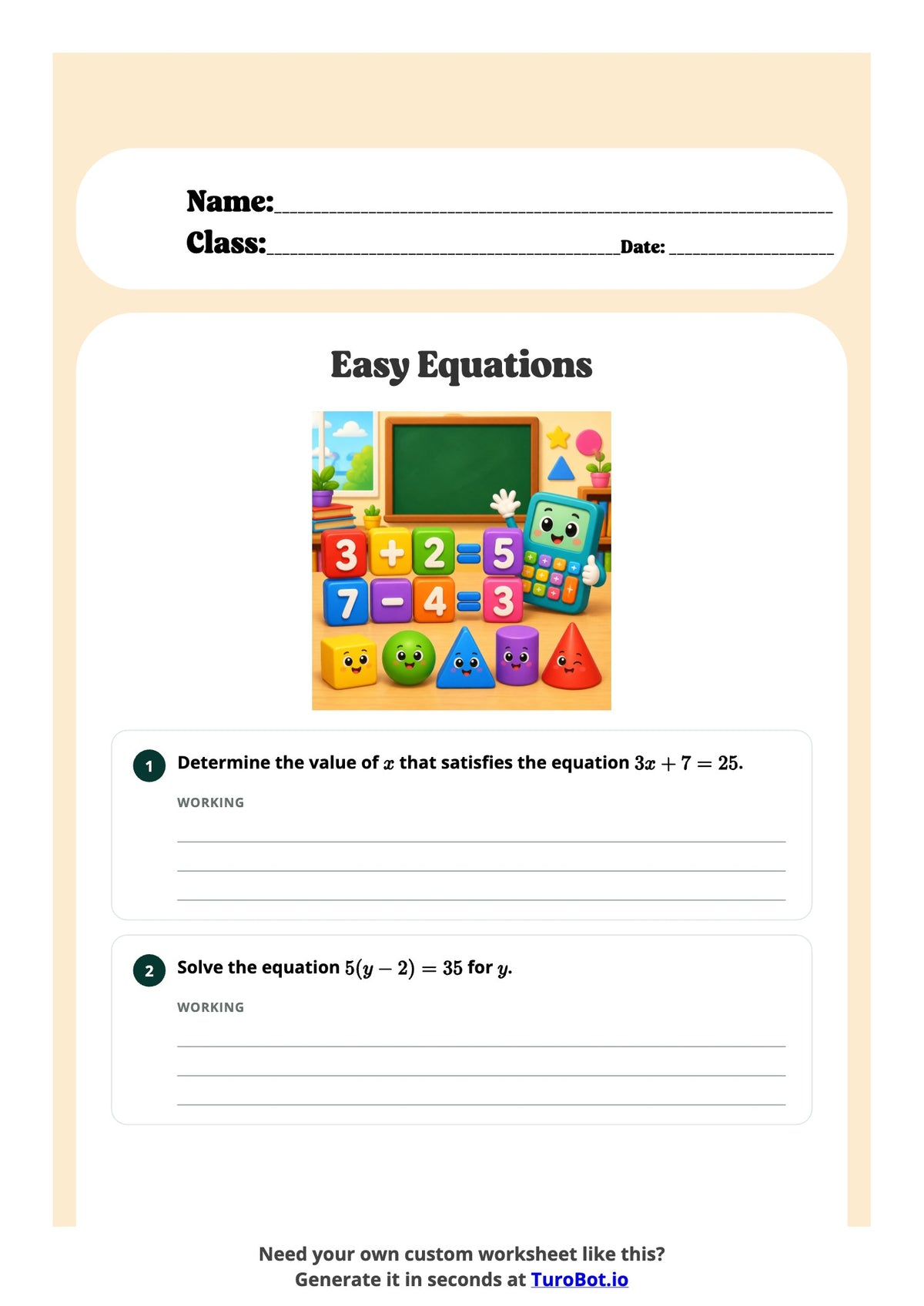 Easy Equations Practice preview