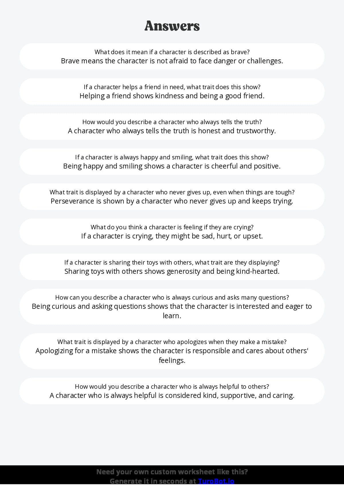 Free Worksheet - Year 3 English Understanding Characters and Feelings Short Answer Response