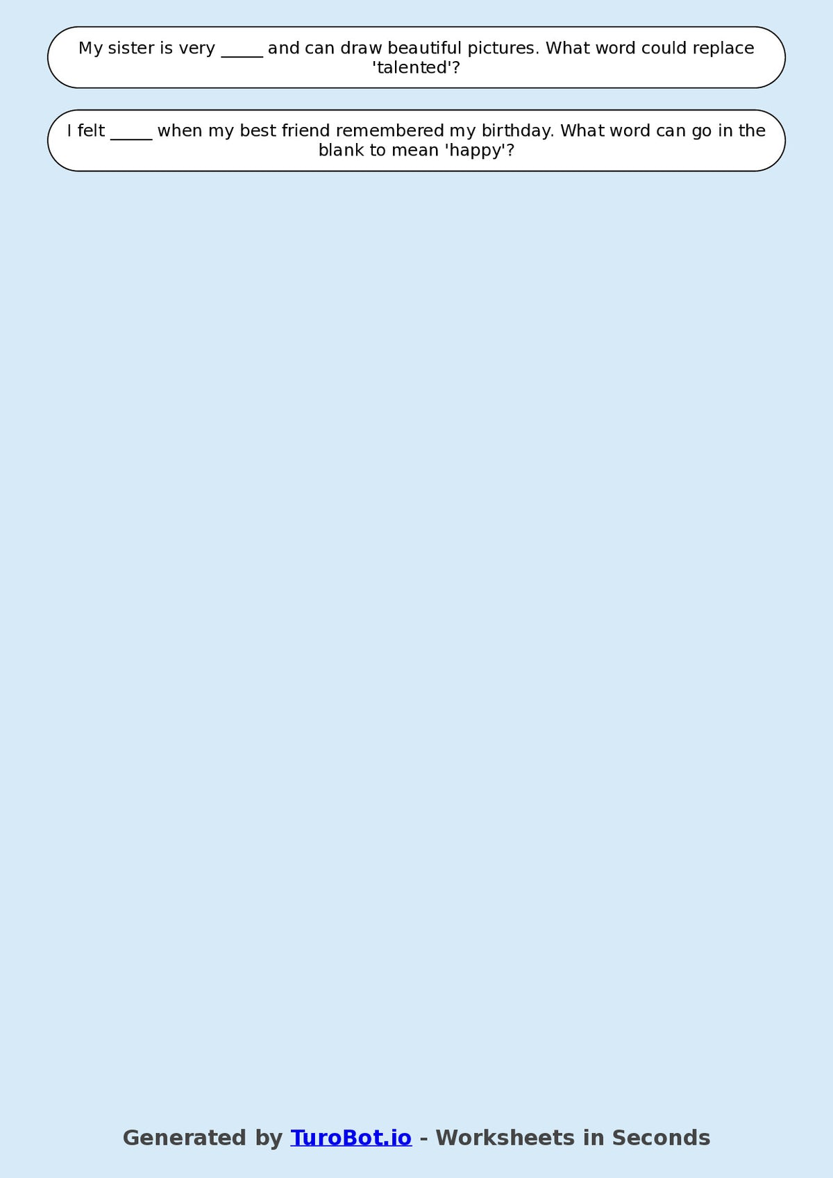 English - Year 3 - Synonyms Practice