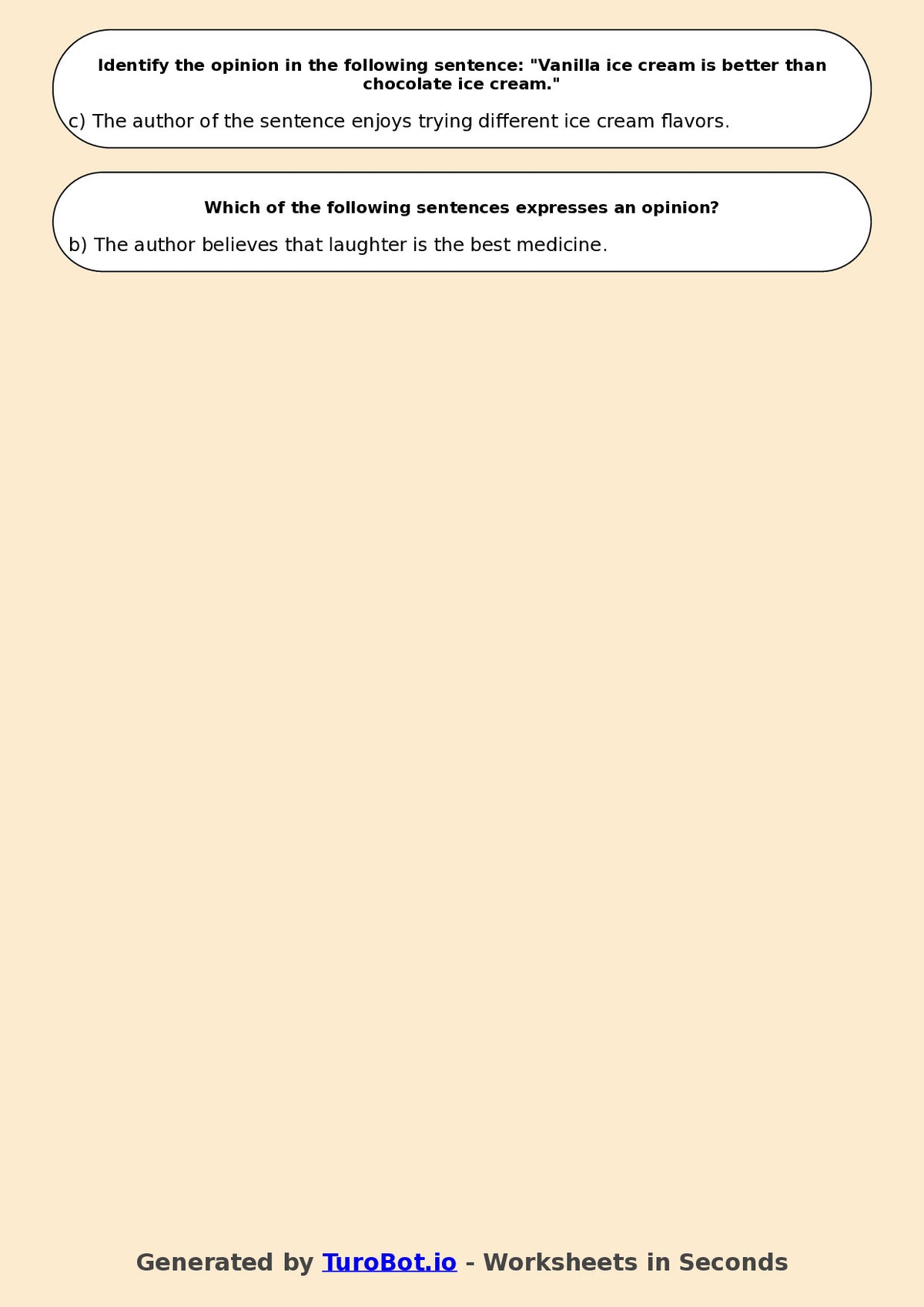 Year 5 English Multiple Choice Worksheet – Fact and Opinion in Texts