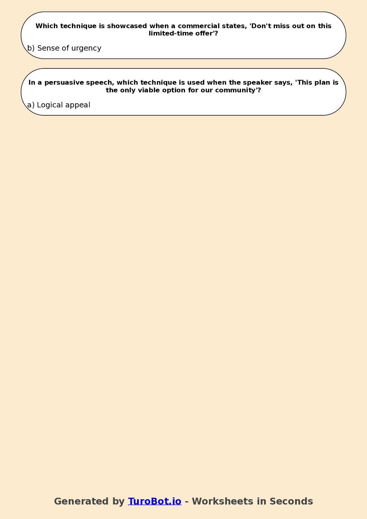 Year 7 English Multiple Choice Worksheet – Identifying Persuasive Techniques