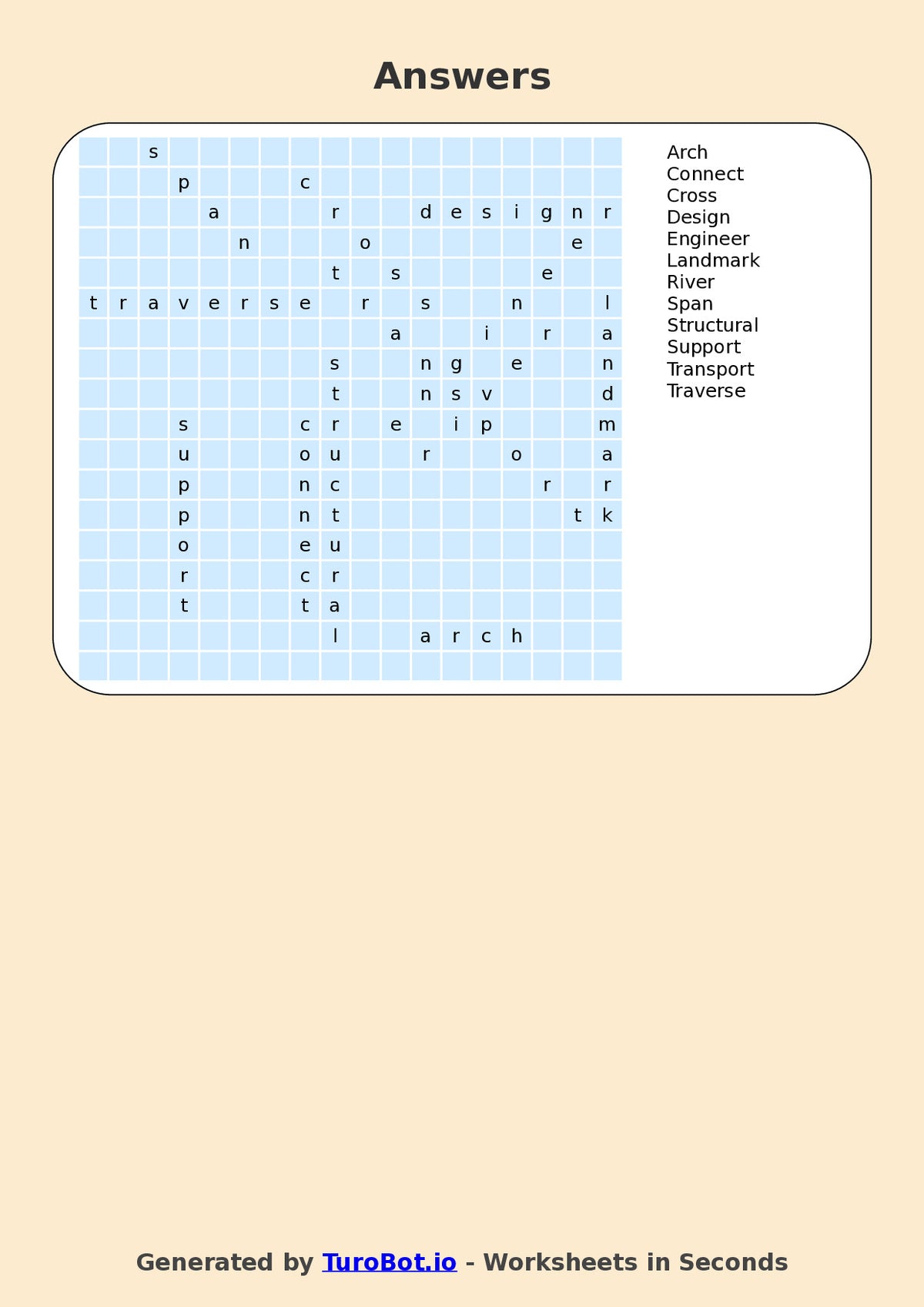 General Knowledge - Year 6 - Find a Word - World Bridges – Free Find a Word Worksheet