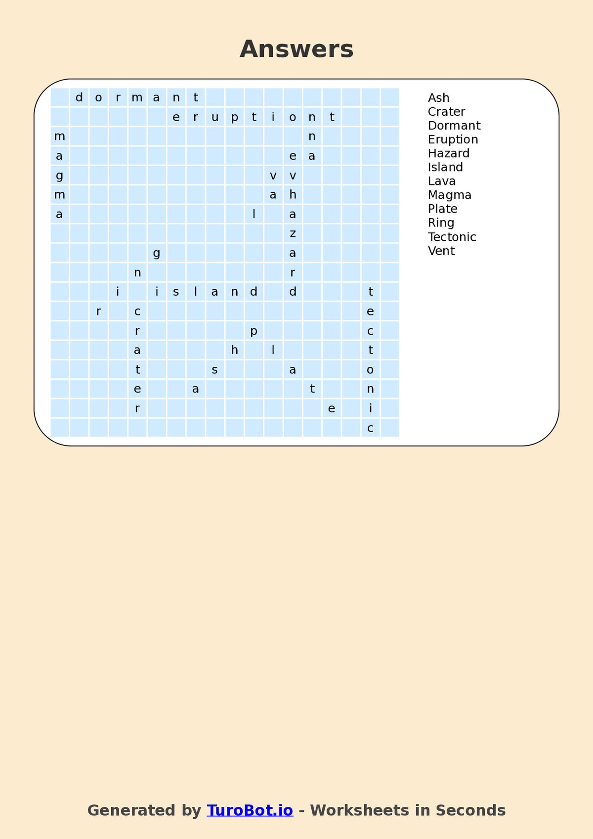 Geography - Year 7 - Find a Word - World Volcanoes – Free Find a Word Worksheet