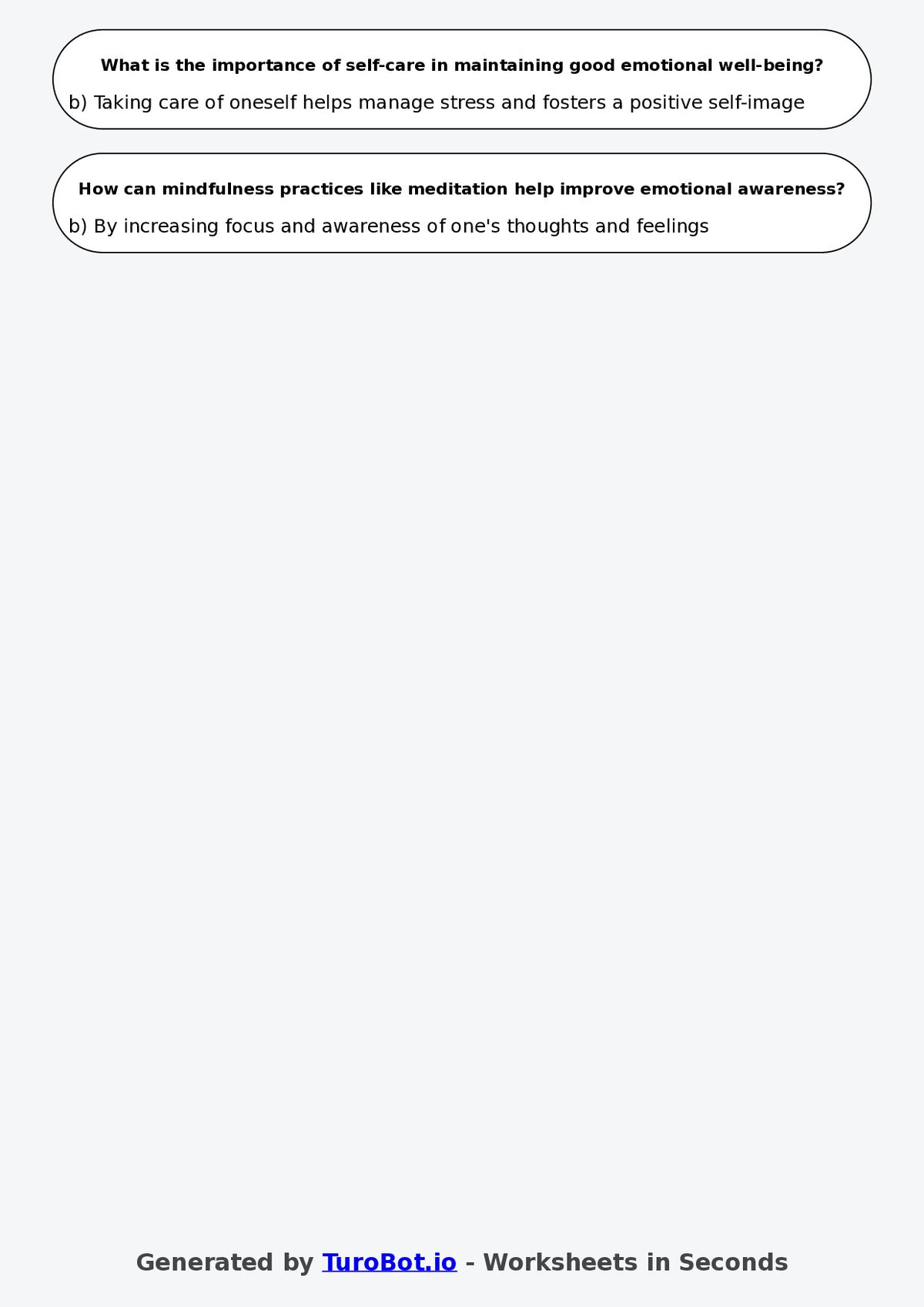 Year 5 Health & Wellbeing Multiple Choice Worksheet – Understanding Emotions