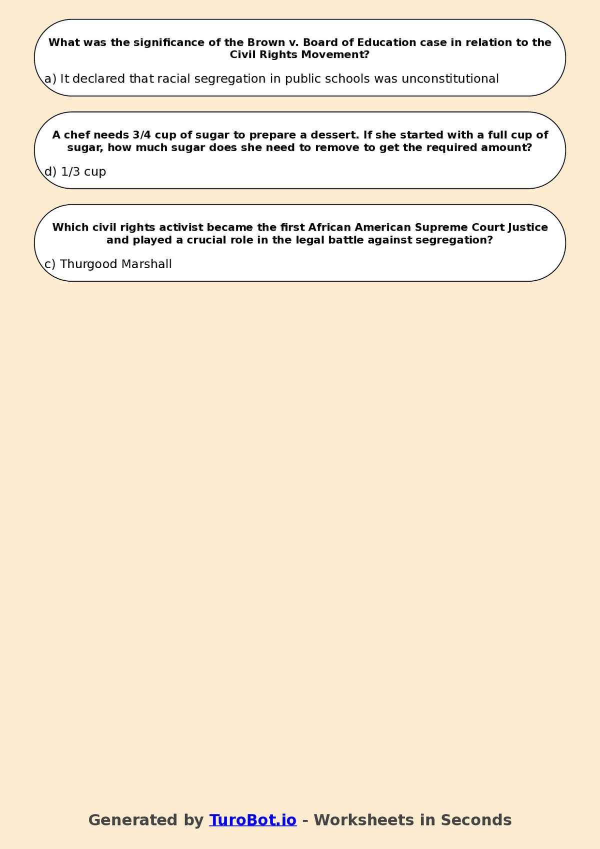Year 11 History Multiple Choice Worksheet – Civil Rights Movements