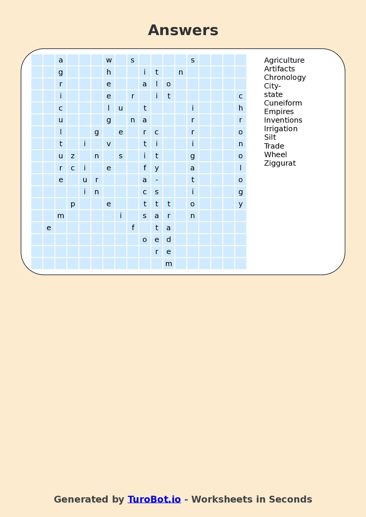 History - Year 5 - Find a Word - Ancient Mesopotamia – Free Find a Word Worksheet