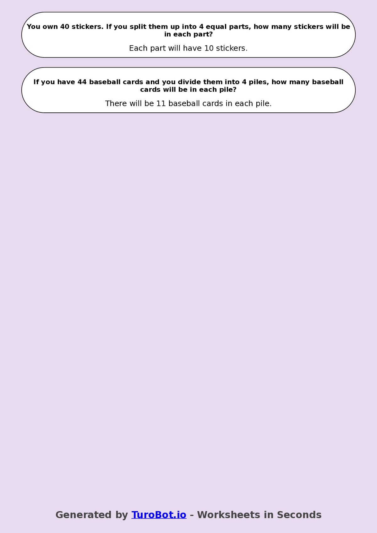 Math - Division - Year 3 - Divide by 4