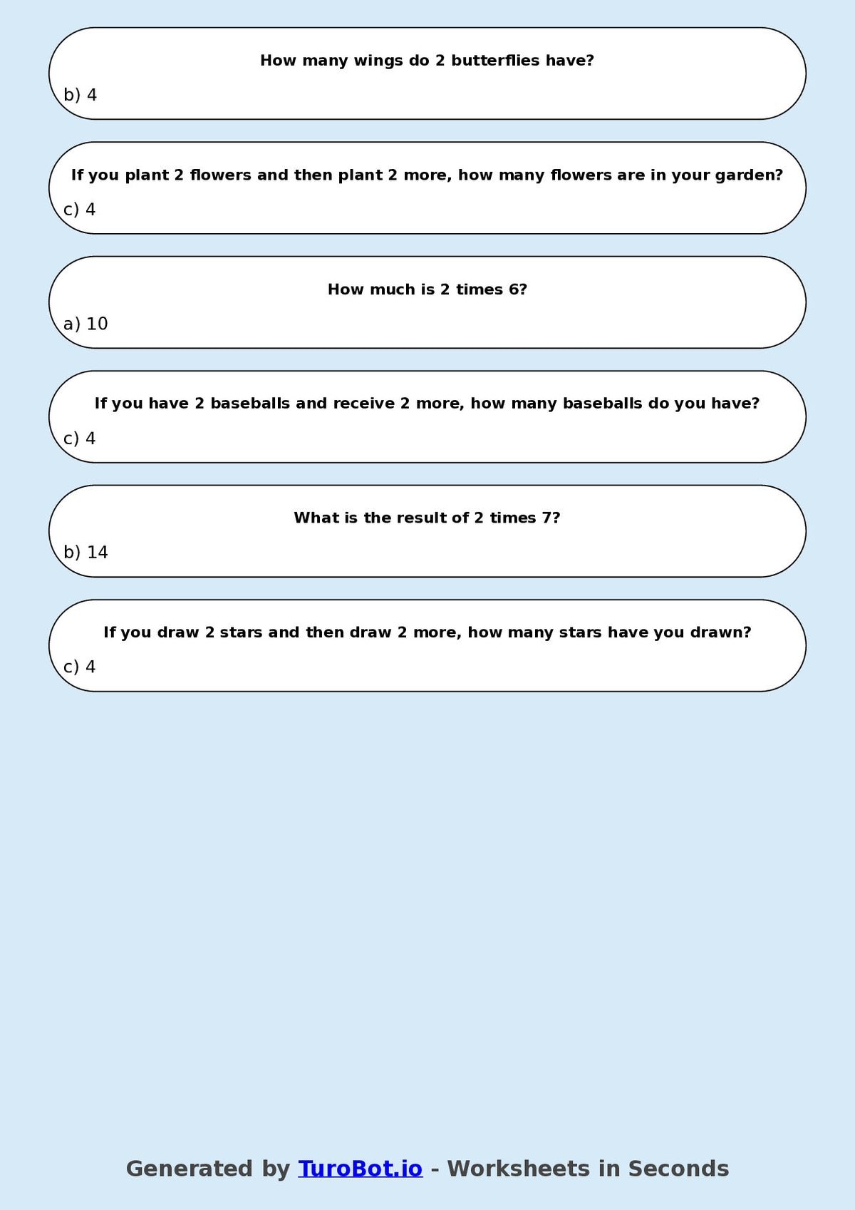 Math - Multiplication - Year 3 - Multiply by 2
