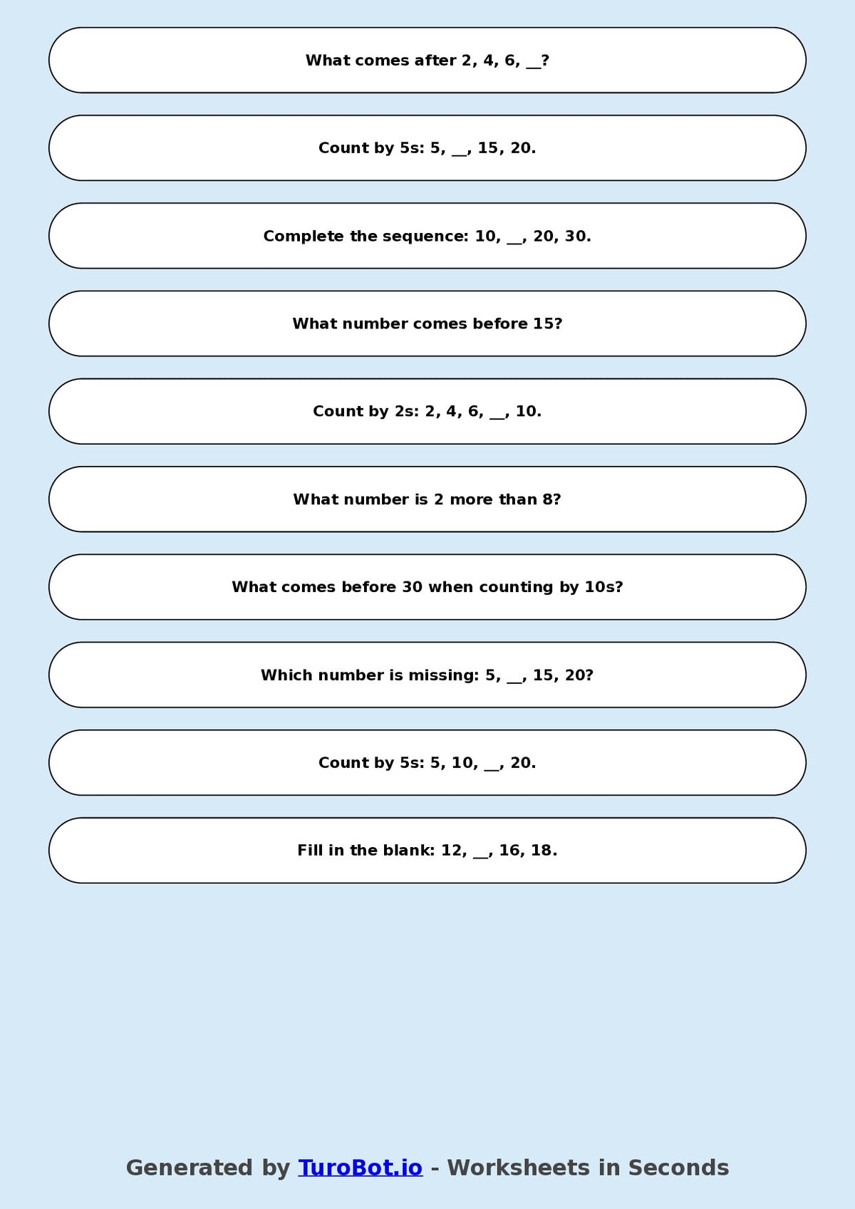 Math - Year 2 - Skip Counting by 2s, 5s, 10s