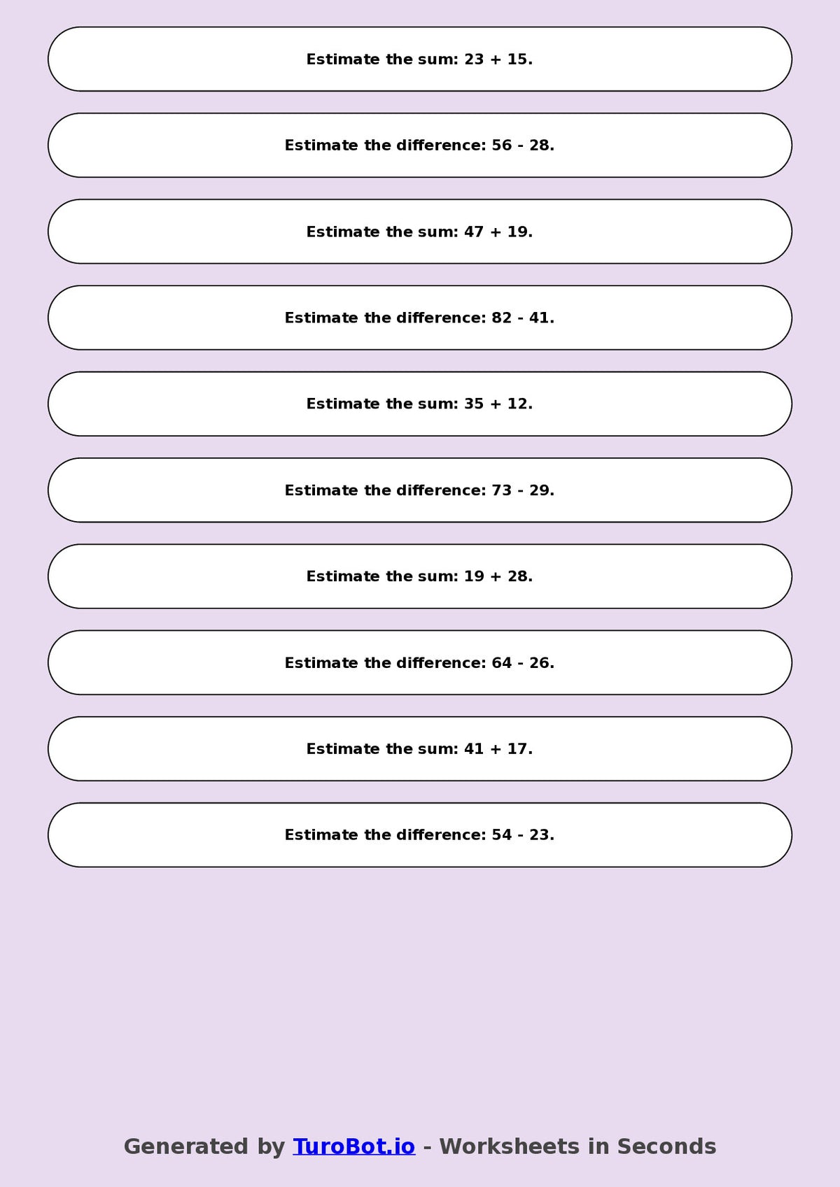 Math - Year 4 - Estimating Sums and Differences