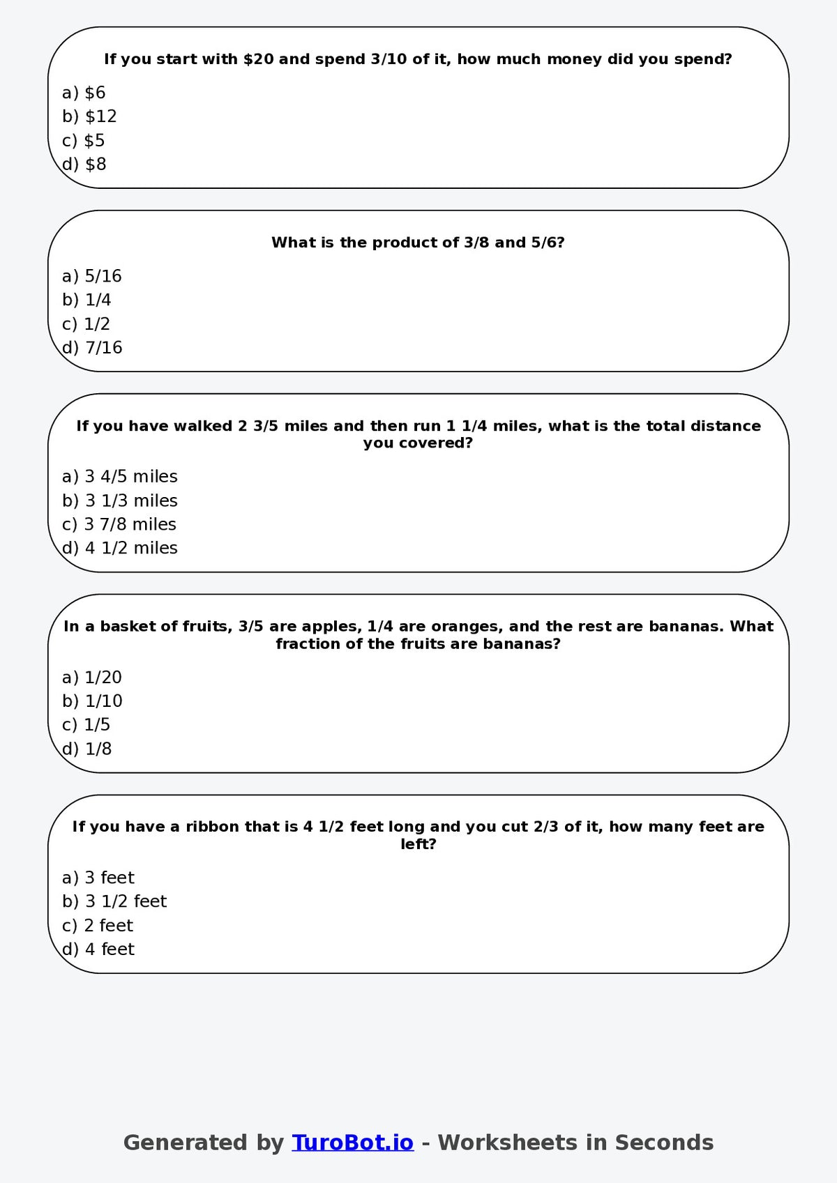 Math - Year 5 - Fractions and Decimals