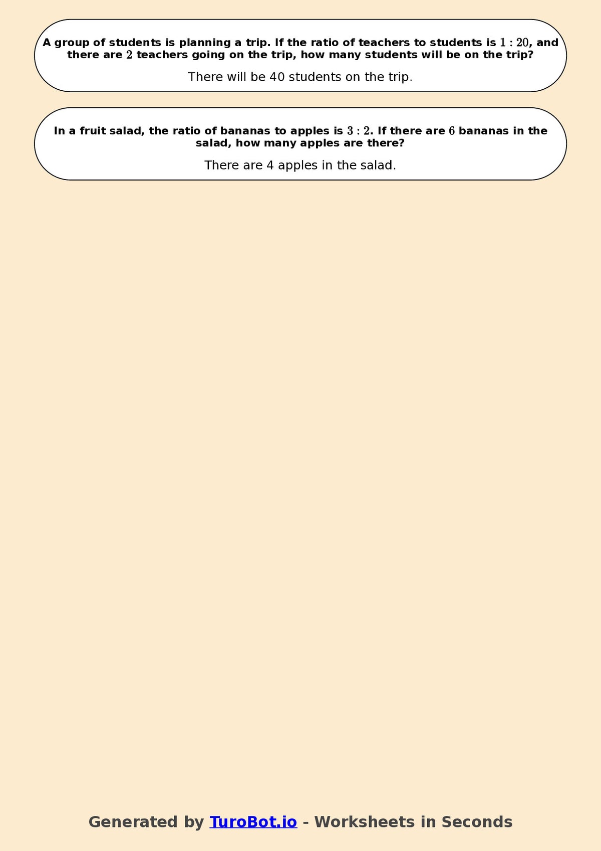Year 6 Math Worksheet – Ratio Basics