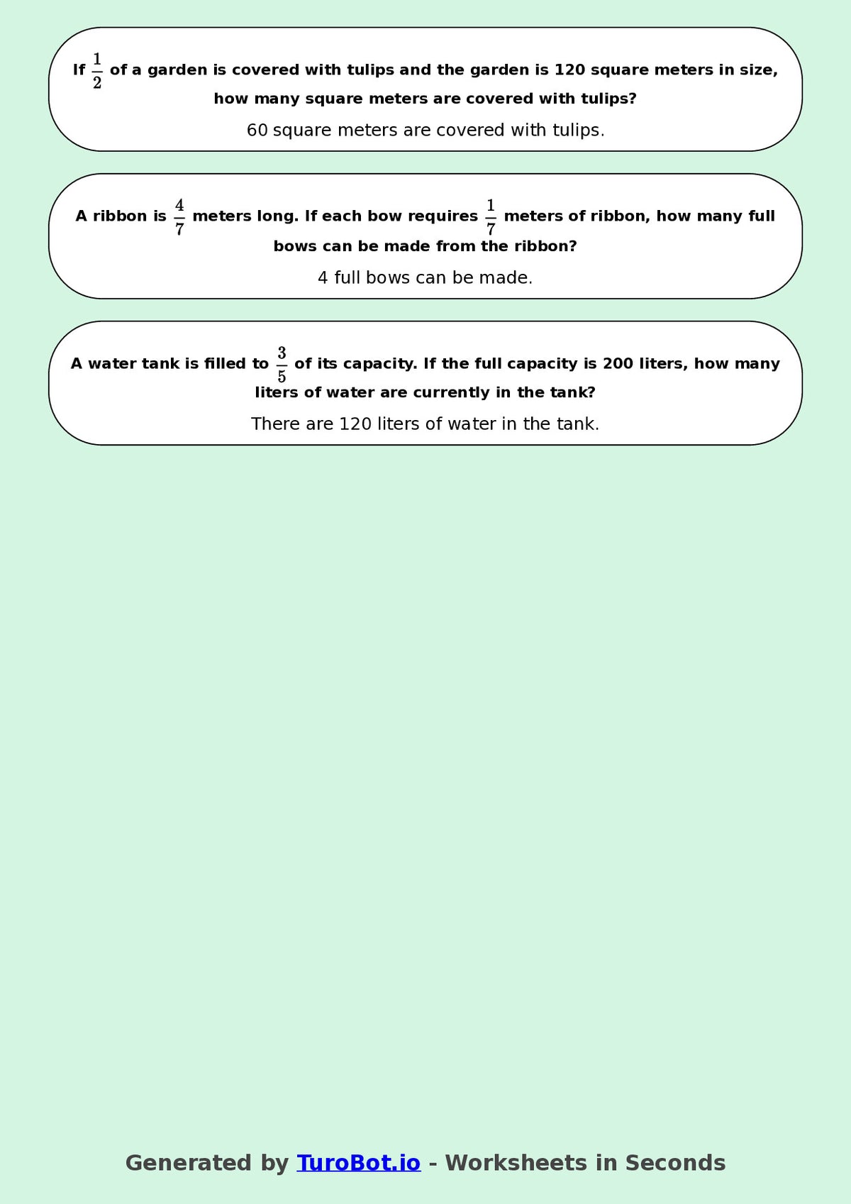 Year 8 Math Worksheet – Fraction of a Quantity 2