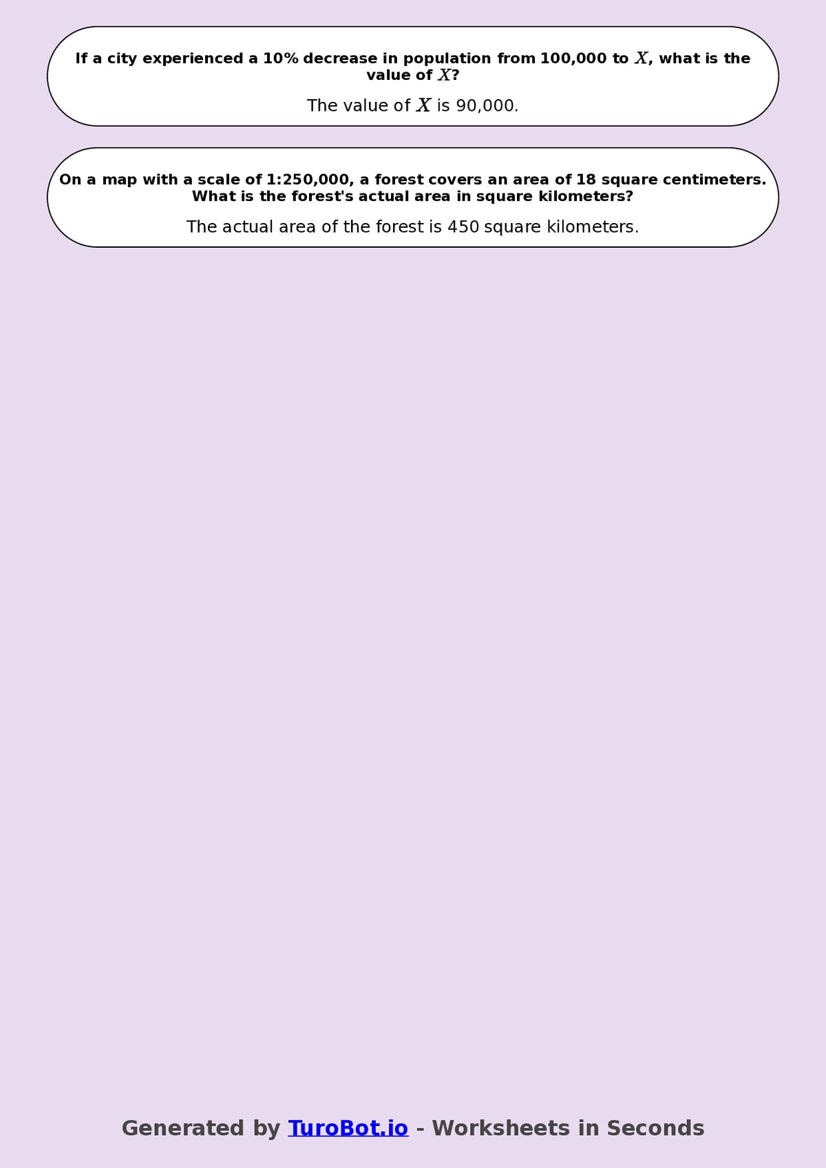 Year 8 Math Worksheet – Population and Map Scale Problems