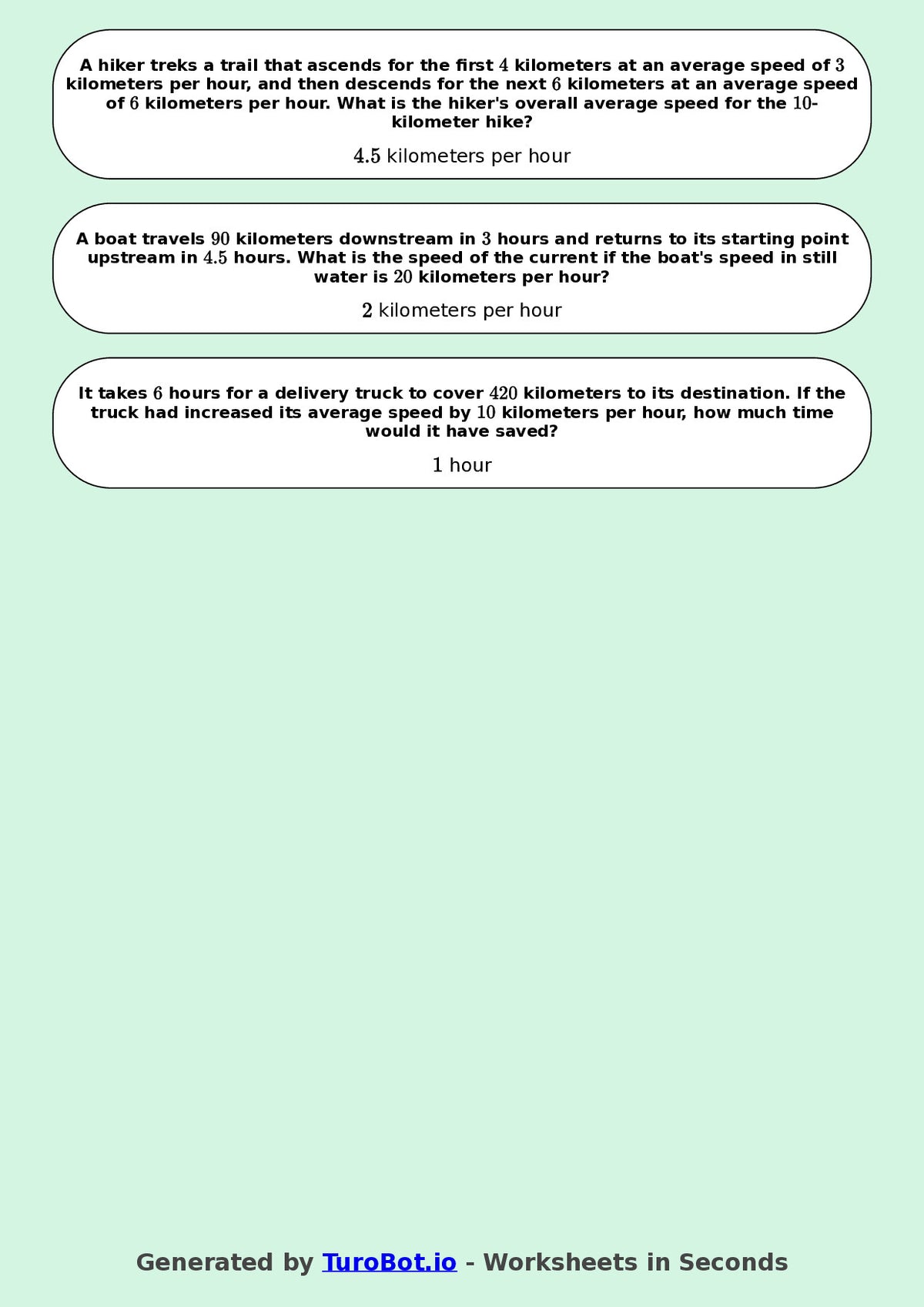 Year 8 Math Multiple Choice Worksheet – Speed, Distance and Time