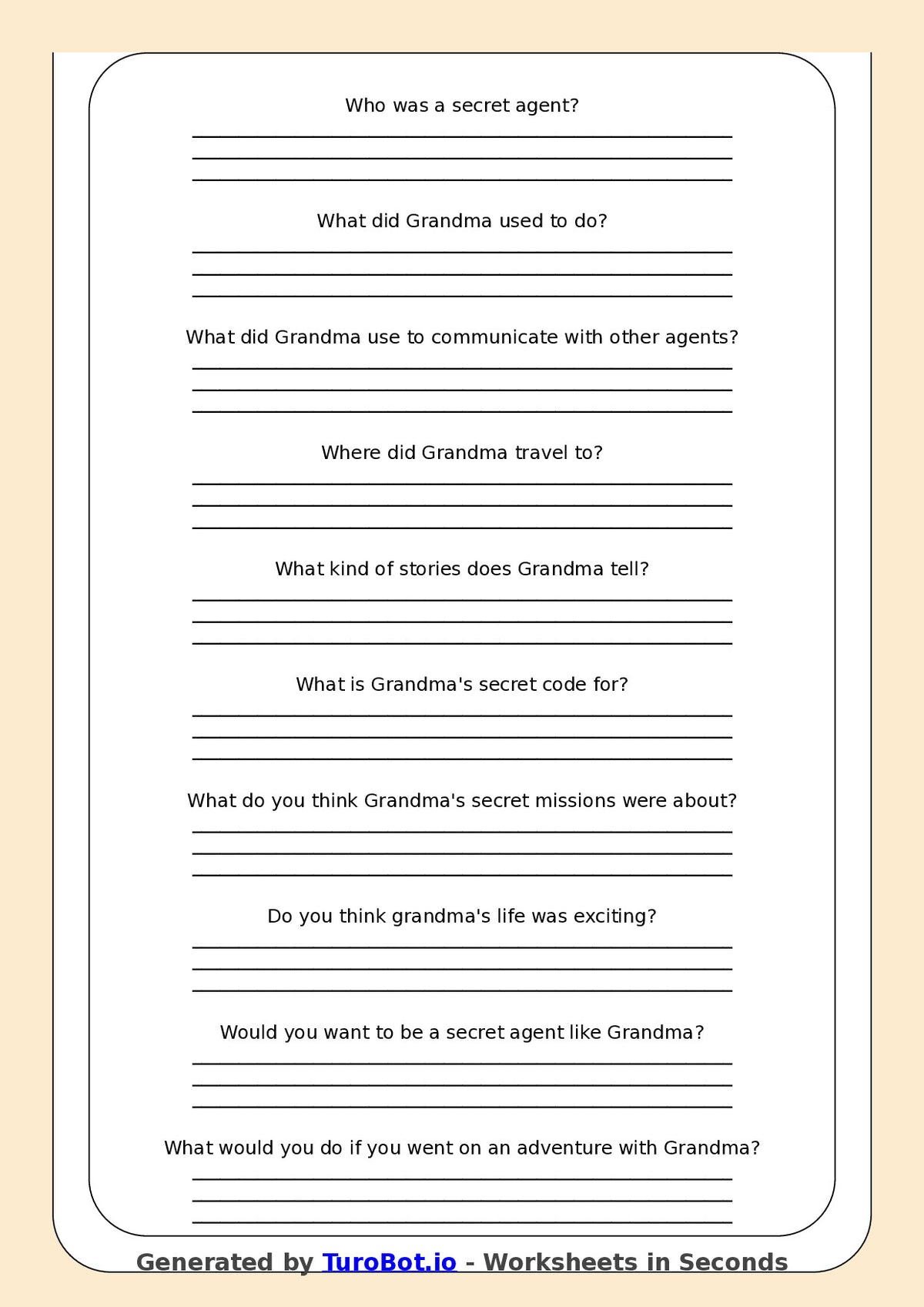 Reading Comprehension - Year 3 - My Grandma Was a Secret Agent