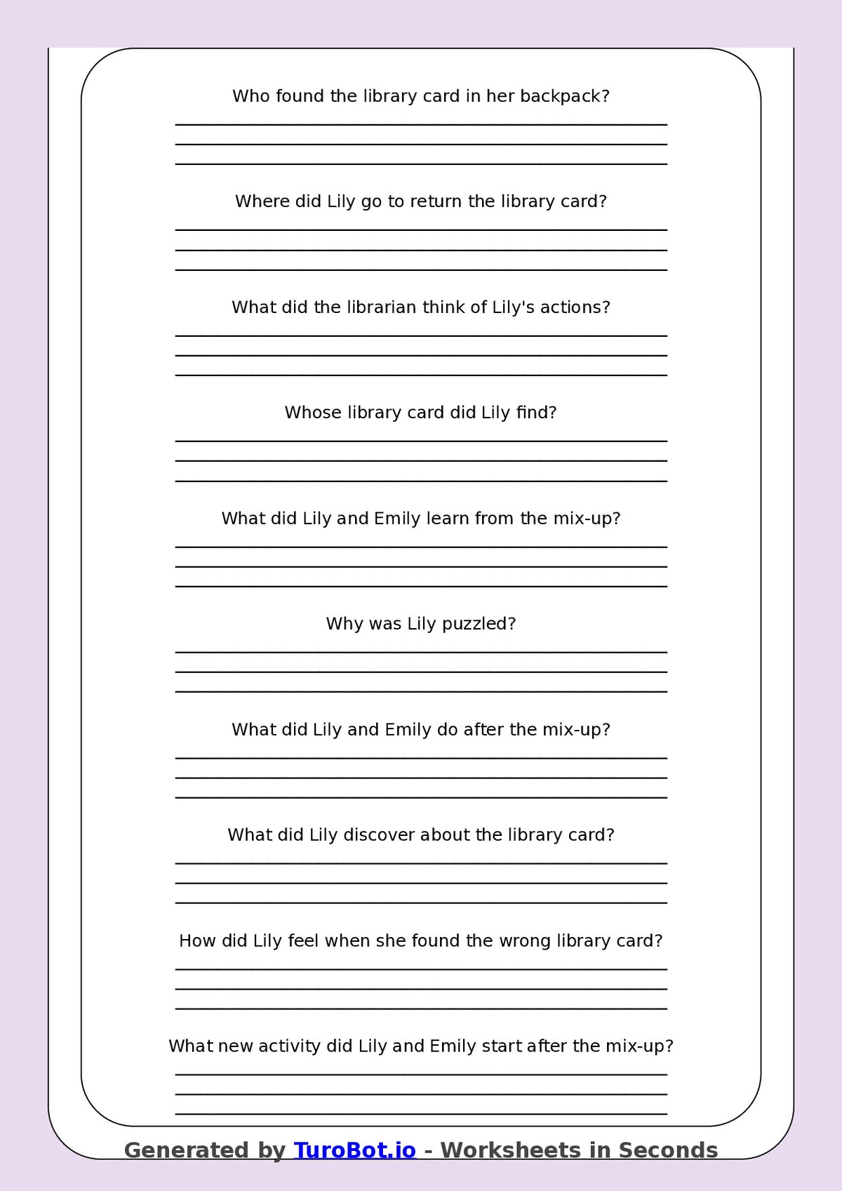 Reading Comprehension - Year 3 - The Case of the Library Card That Wasnt Mine