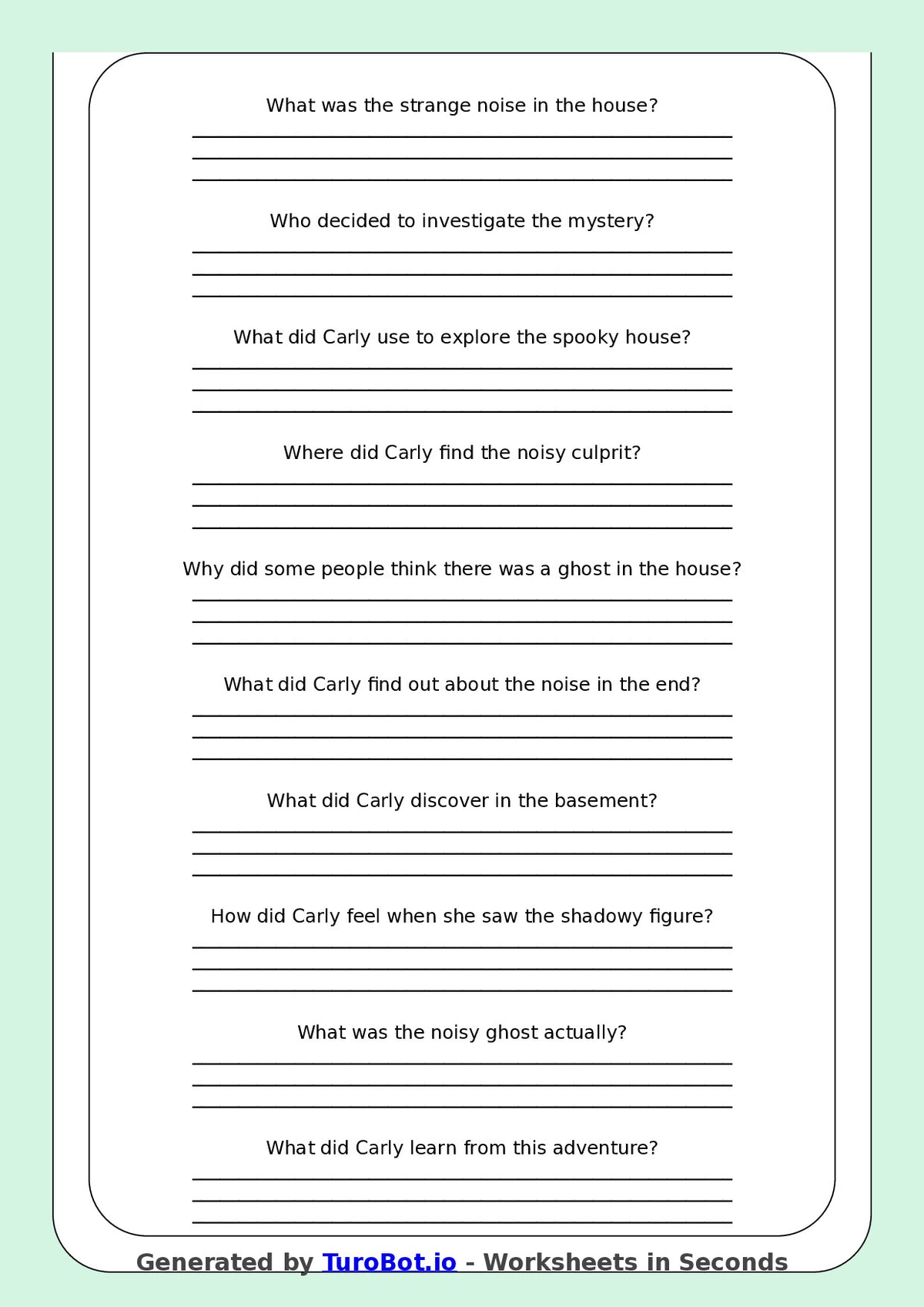 Reading Comprehension - Year 3 - The Case of the Noisy Ghost