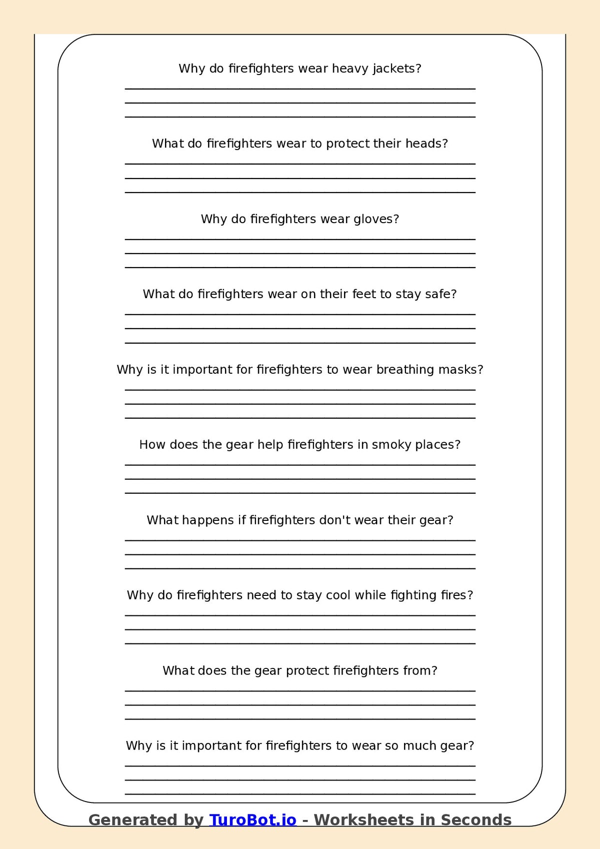 Reading Comprehension - Year 3 - Why Firefighters Wear So Much Gear