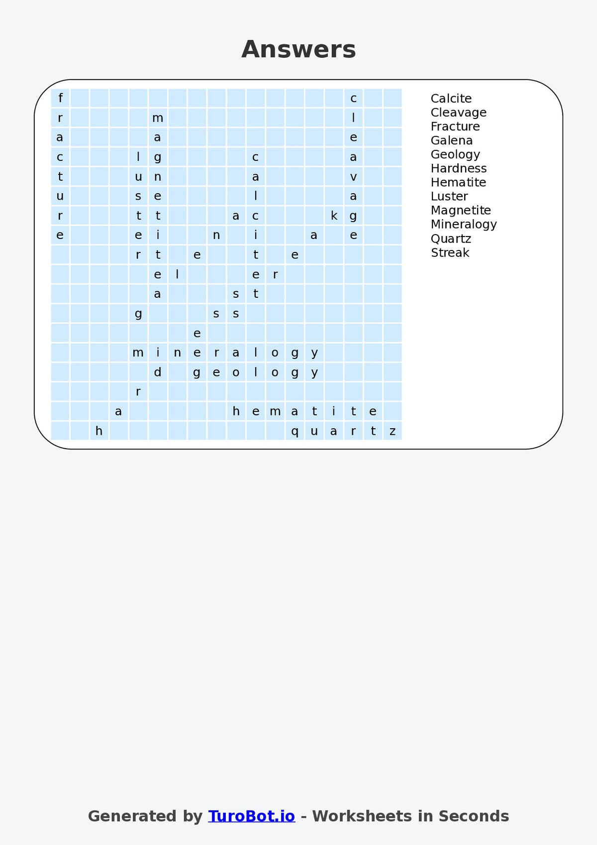 Science - Year 7 - Find a Word - Minerals – Free Find a Word Worksheet
