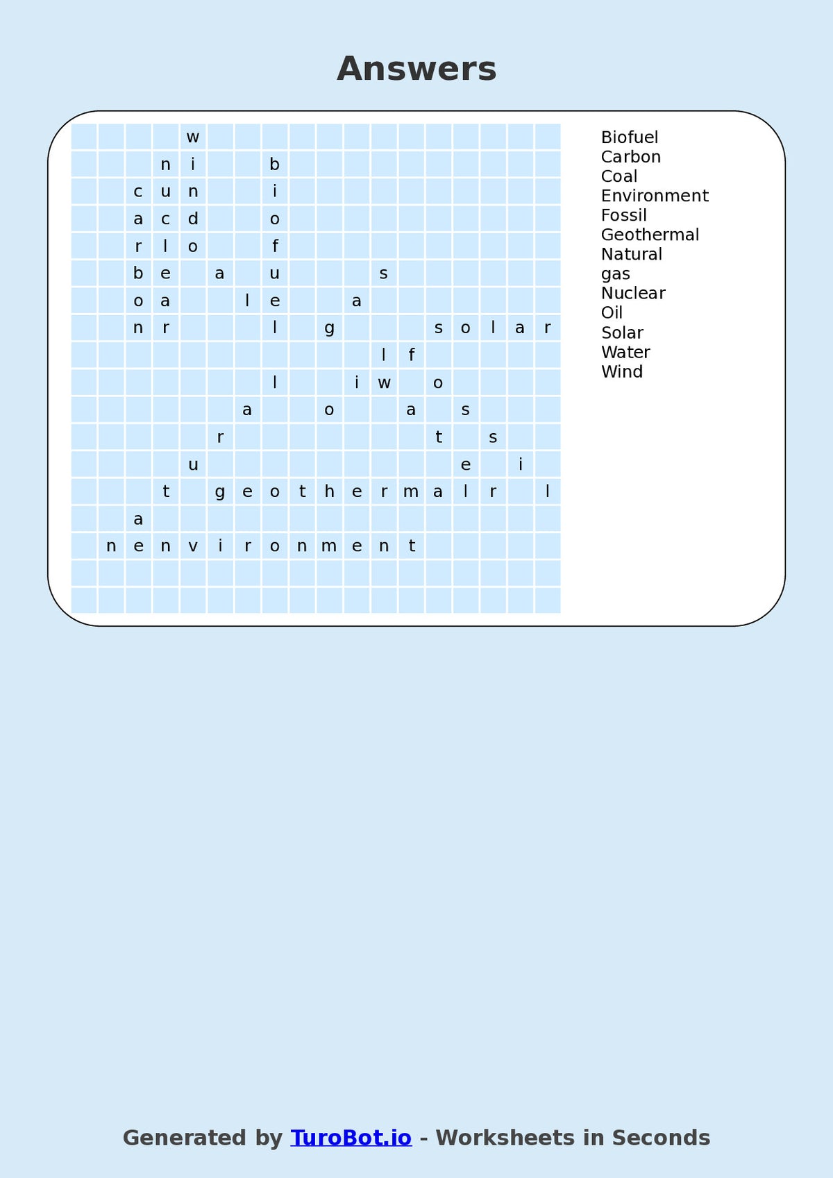 Science - Year 7 - Find a Word - Renewable vs Nonrenewable Energy – Free Find a Word Worksheet