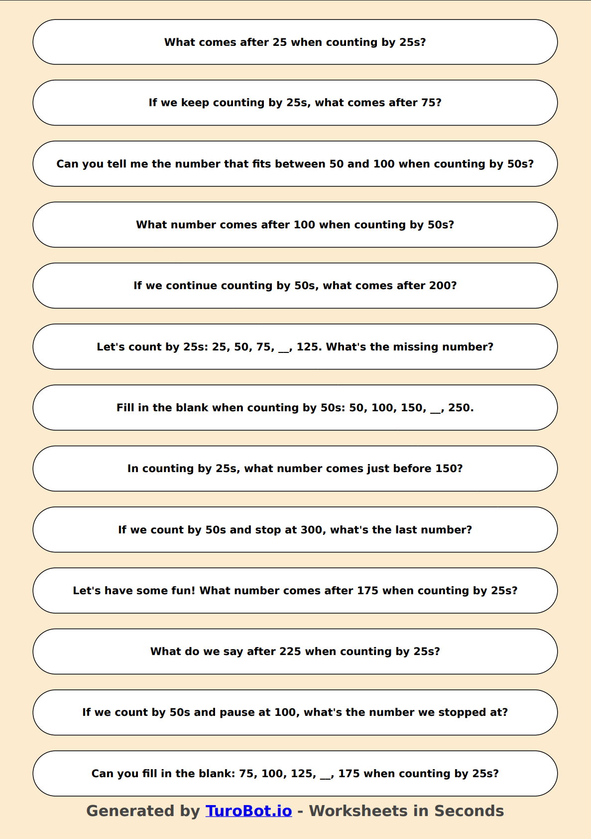 Math - Skip Counting by 25s and 50s - Year 3 - Lets Count by 25s and 50s