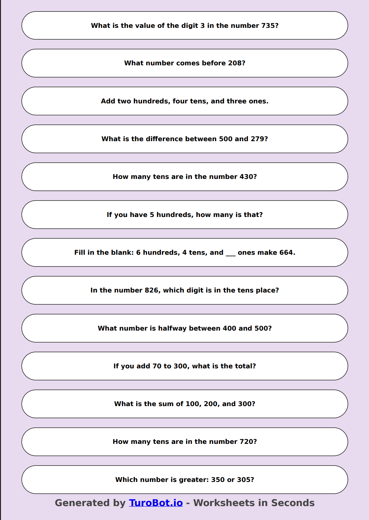 Math - Place Value to 10,000 - Year 3 - Place Value Challenge 1