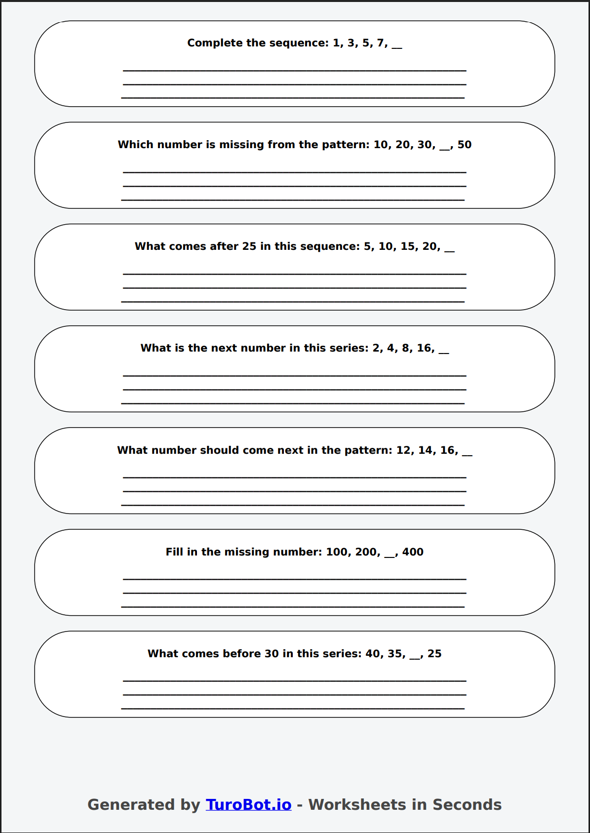Math - Number Patterns and Sequences - Year 3 - Number Patterns Puzzle 1