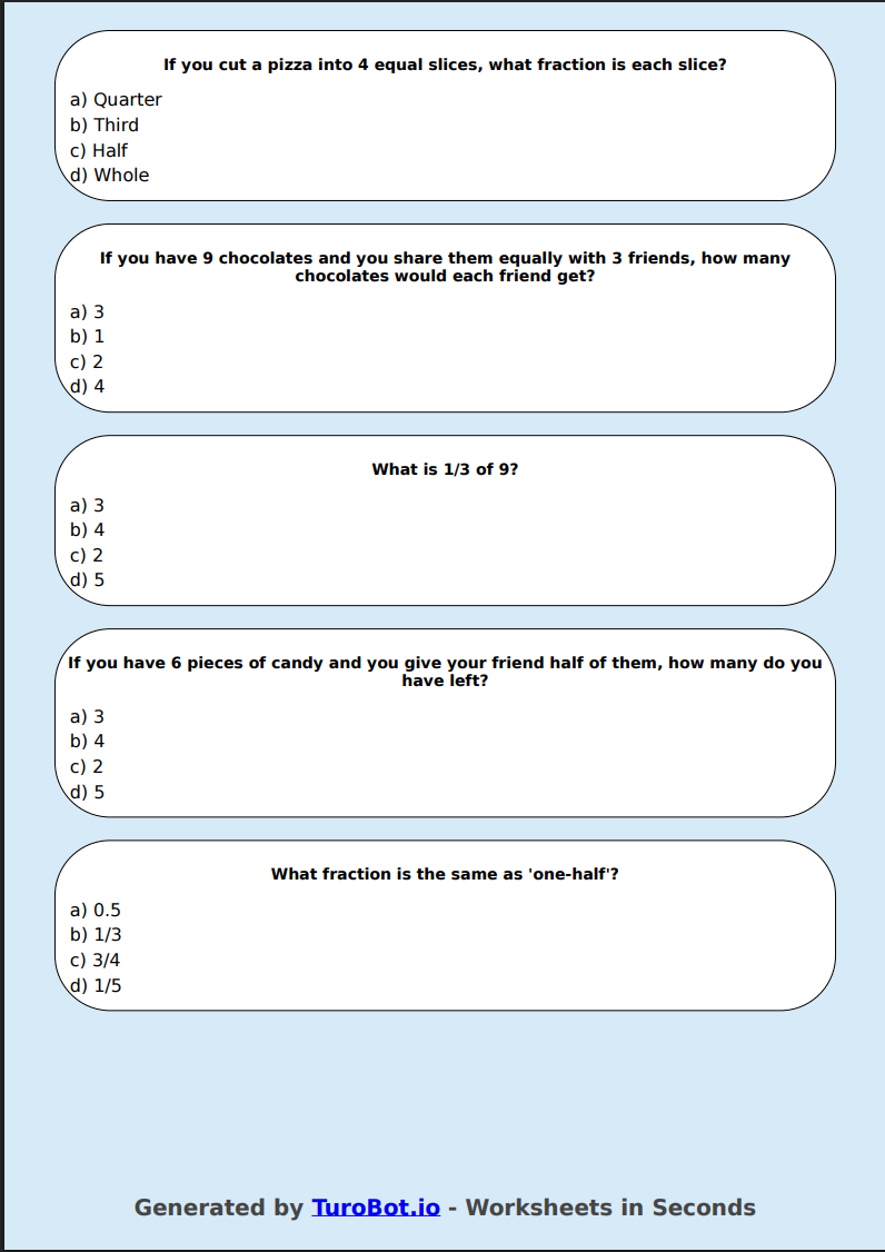 Math - Halves, Thirds and Quarters - Year 3 - Halves, Thirds & Quarters