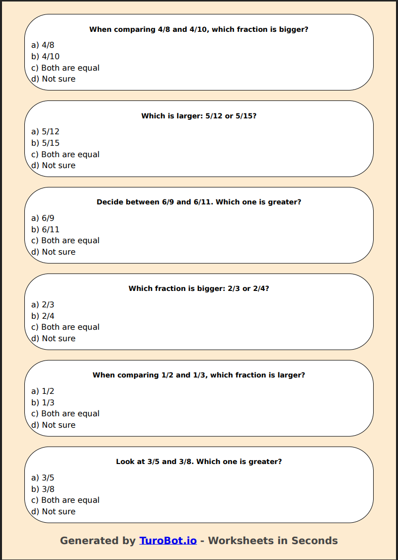 Math - Comparing Fractions (Same Denominator) - Year 3 - Which is Bigger