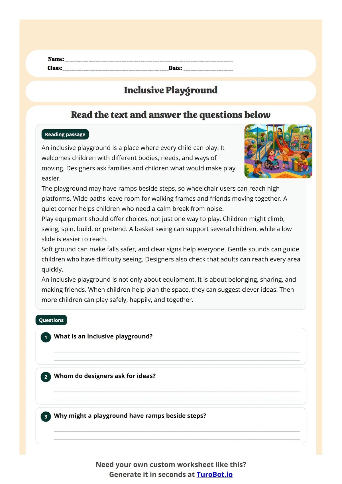 Free Year 3 Worksheet - Inclusive Playground preview