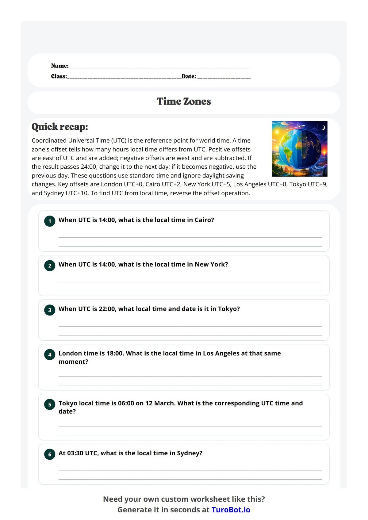 Time Zones preview