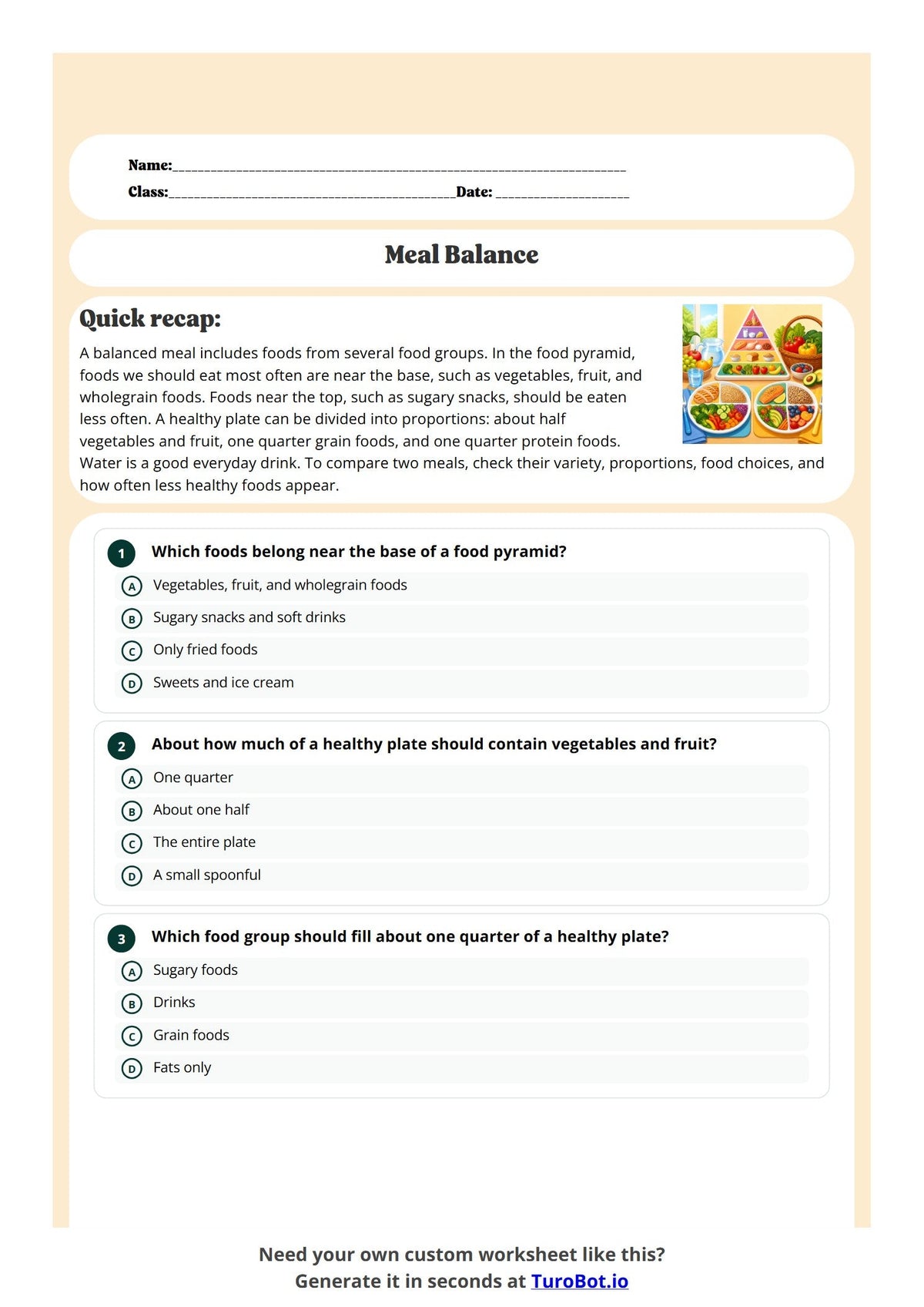 Food Pyramid and Plate Proportions preview