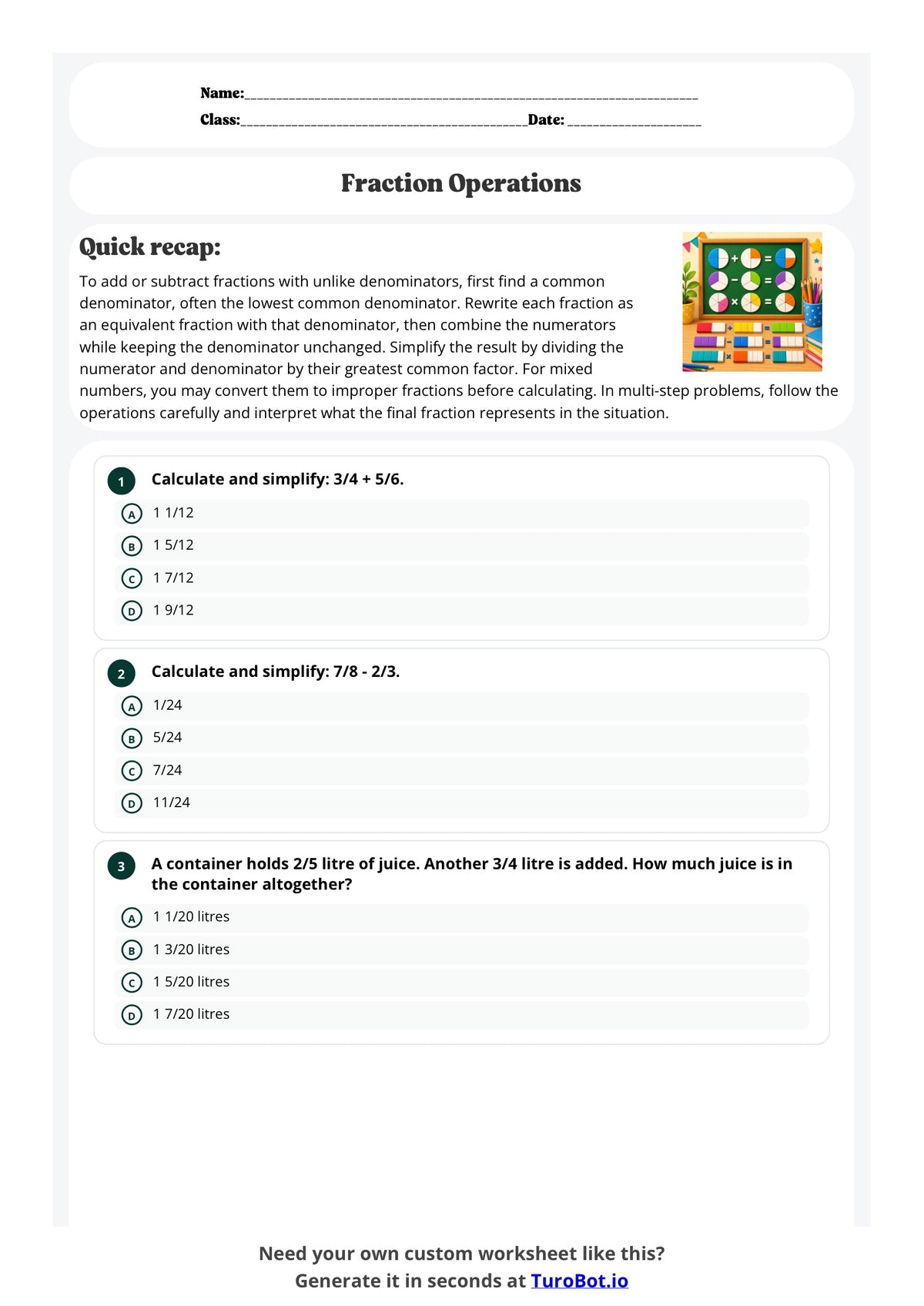 Fraction Operations preview