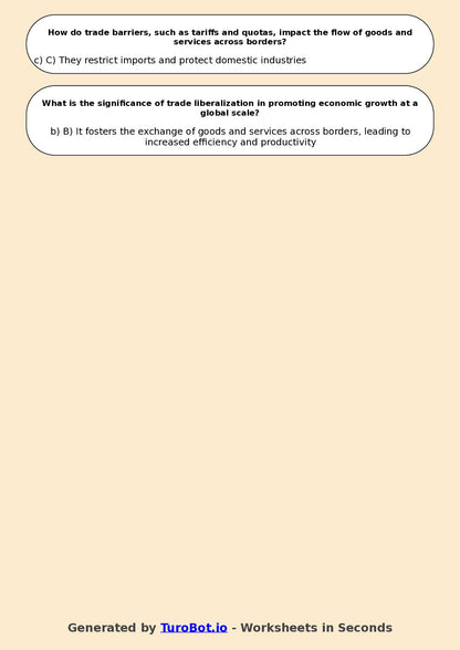 Year 10 Business Multiple Choice Worksheet – Global Trade Basics
