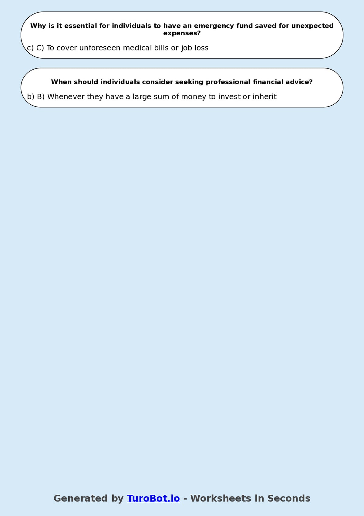 Year 8 Business Multiple Choice Worksheet – Introduction to Money & Banking
