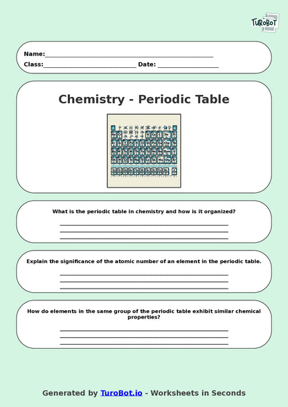 Chemistry - Year 8 - Periodic Table