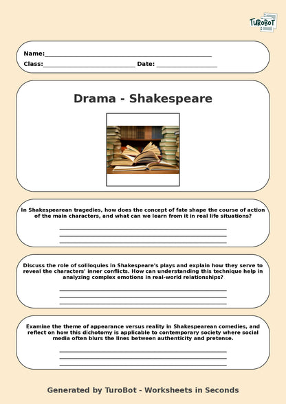 Drama - Year 11 Worksheet: Exploring Shakespeare's Themes
