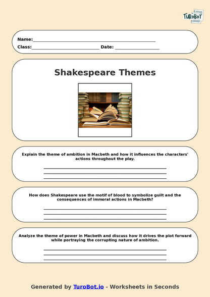 English - Year 10 Worksheet: Analysing Shakespeare’s Macbeth