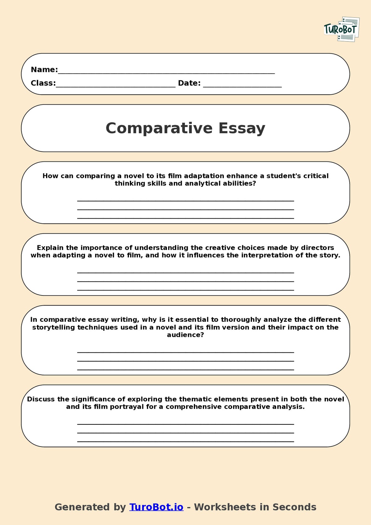 English - Year 11 - Comparative Essay