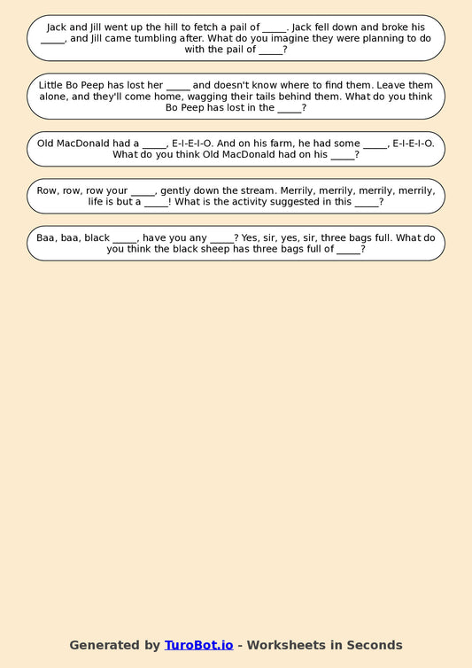 Year 2 English Fill in the Blanks Worksheet – Simple Sentence Completion