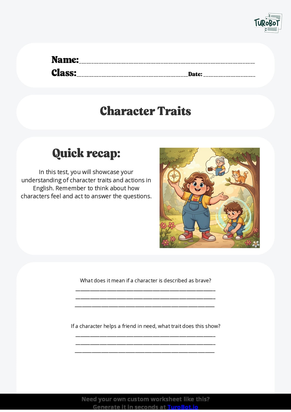 Free Worksheet - Year 3 English Understanding Characters and Feelings Short Answer Response