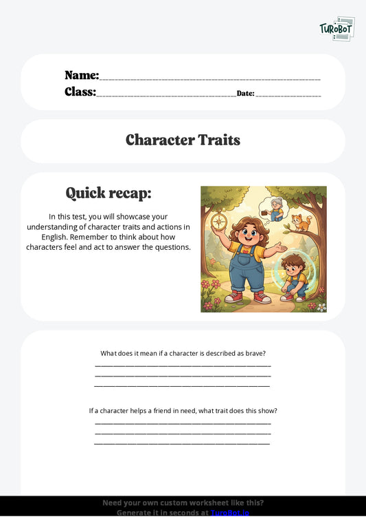 Free Worksheet - Year 3 English Understanding Characters and Feelings Short Answer Response