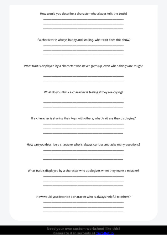 Free Worksheet - Year 3 English Understanding Characters and Feelings Short Answer Response