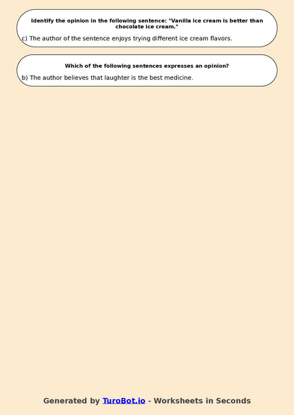 Year 5 English Multiple Choice Worksheet – Fact and Opinion in Texts