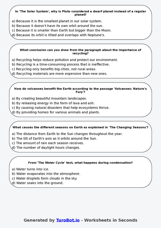 Year 6 English Multiple Choice Worksheet – Summarising Informational Texts