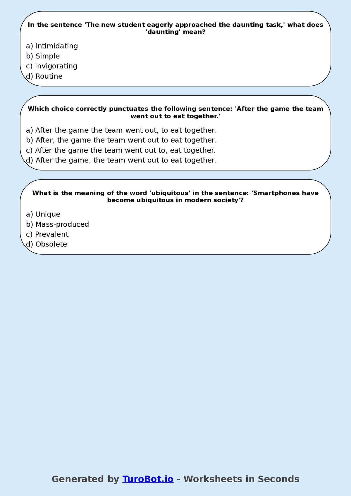 Year 8 English Multiple Choice Worksheet – Editing for Grammar and Clarity