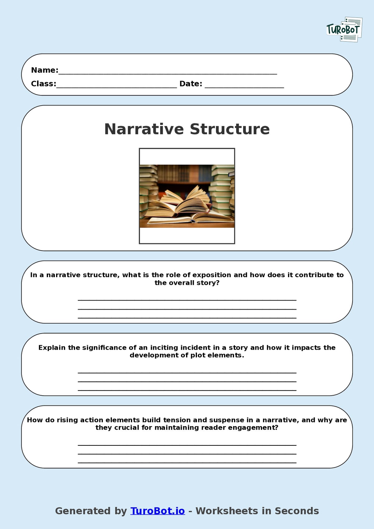 English - Year 8 Worksheet: Narrative Structure