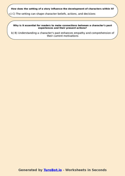 Year 9 English Multiple Choice Worksheet – Analysing Characters