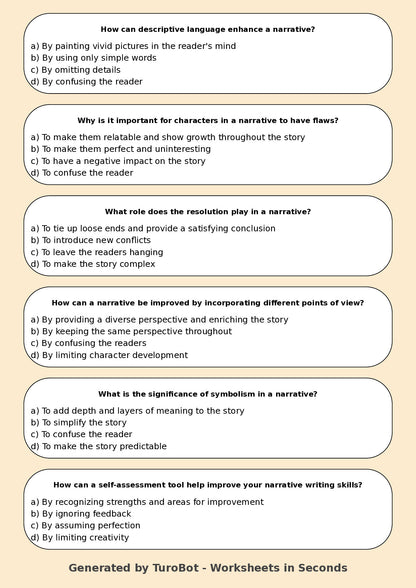 English - Year 9 Worksheet: Writing Narratives